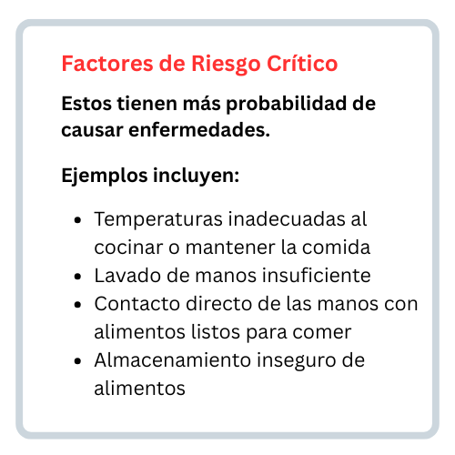 Lista gráfica de factores de riesgos críticos que pueden causar enfermedades: temperaturas de cocina…